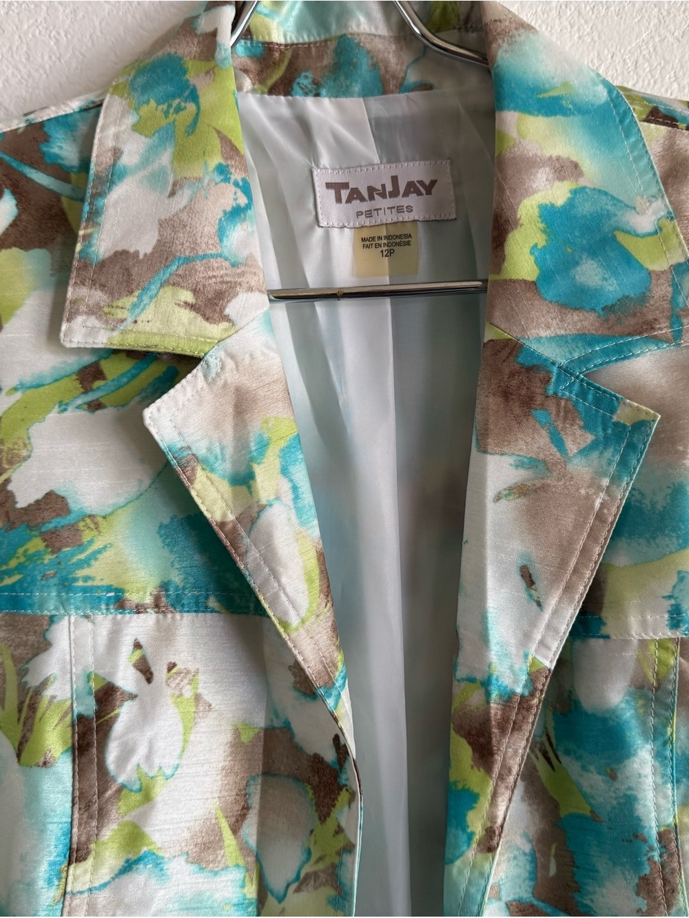 Vintage 90s TanJay Petites Watercolor Floral Blazer Jacket Y2K 12P